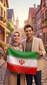 زوج عاشق با پرچم ایرانی
